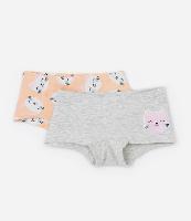 Kit 02 Calcinhas Boxer Infantil com Estampa Gatinhos - Tam 4 a 12 Anos - 1