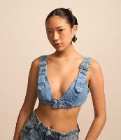 Top em Jeans com Fivela na Alça e Busto - 1