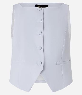 Colete Alfaiatado com Botões Forrados e Barra V