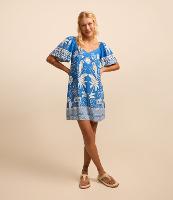 Vestido Curto em Viscolinho com Decote V e Estampa  Tropical - 2