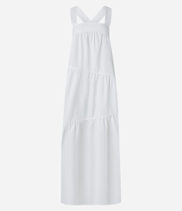 Vestido Evasê Midi em Tricoline com Babados Sobrepostos - 1