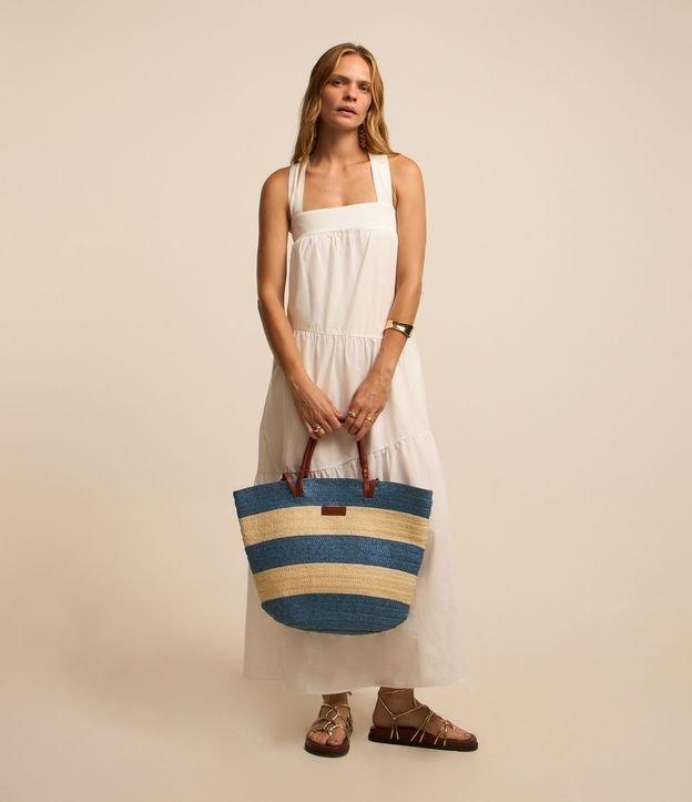 Vestido Evasê Midi em Tricoline com Babados Sobrepostos - 2