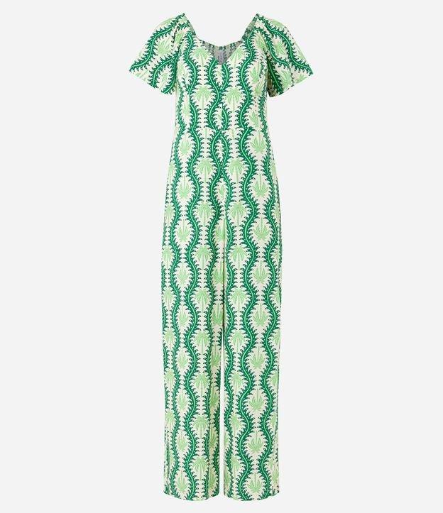 Macacão Pantalona em Viscose com Estampa de Coqueiros - 1