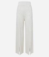 Calça Reta Texturizada em Tricô com Fenda Frontal - 1