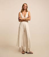 Calça Reta Texturizada em Tricô com Fenda Frontal - 2