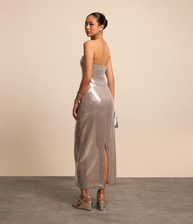 Vestido New Midi Tomara que Caia em Malha de Paetês - 2