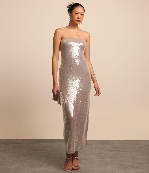 Vestido New Midi Tomara que Caia em Malha de Paetês - 3