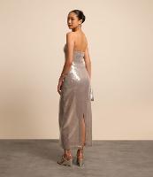 Vestido New Midi Tomara que Caia em Malha de Paetês - 2