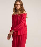 Blusa Ombro a Ombro em Viscose com Amarração no Punho - 1