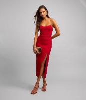 Vestido Midi Tomara Que Caia em Bengaline com Fenda - 1