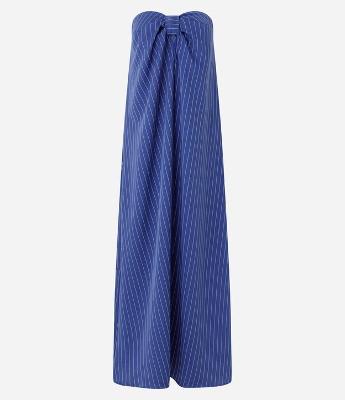 Vestido Longo Alfaiatado Tomara Que Caia com Riscas de Giz