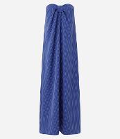 Vestido Longo Alfaiatado Tomara Que Caia com Riscas de Giz - 1