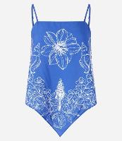 Blusa de Alça em Viscose com Barra em V e Estampa Floral Tropical - 1