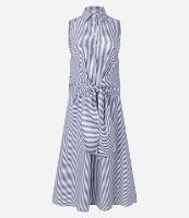 Vestido Chemise Midi em Tricoline Listrado com Amarração - 1