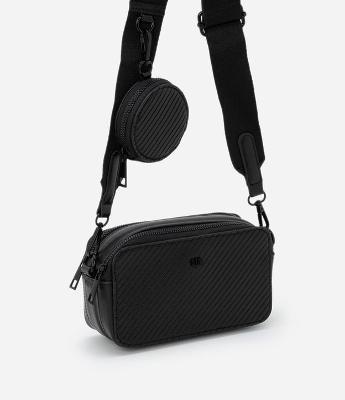 Bolsa Transversal Pequena com Alça de Gorgorão e Textura Canelada