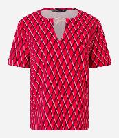 Blusa em Crepe com Detalhe na Gola e Estampa Geométrica - 1