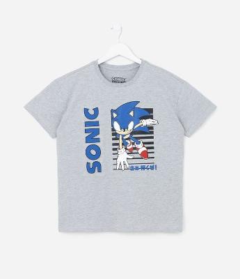 Camiseta Infantil com Estampa do Sonic - Tam 5 a 14 anos