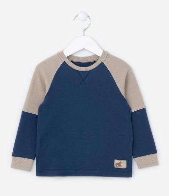 Camiseta Raglan Infantil com Recortes - Tam 1 a 5 Anos