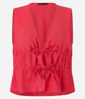 Blusa Alfaiatada Sem Manga com Amarração e Franzido - 1