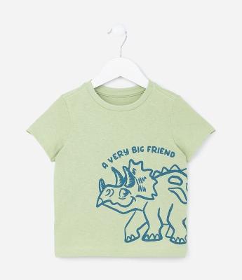 Camiseta Infantil com Estampa de Dino - Tam 1 a 5 Anos