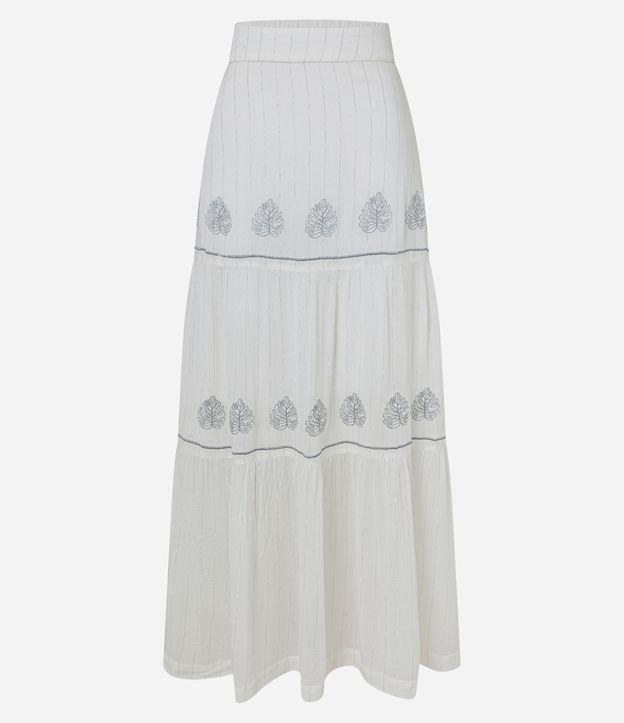 Saia Longa em Viscose com Bordados de Folhas e Fio Brilhoso - 1
