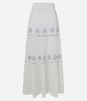 Saia Longa em Viscose com Bordados de Folhas e Fio Brilhoso - 1