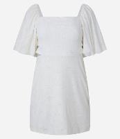 Vestido Evasê Manga Bufante em Laise com Flores Texturizadas - 1