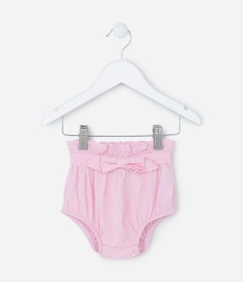 Short Infantil Cobre Fralda com Babadinho e Laço -Tam 3 a 18 meses