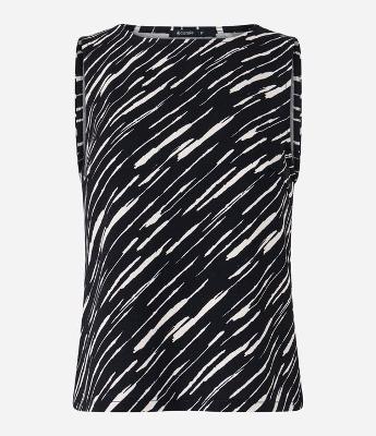 Blusa Sem Manga em Crepe com Estampa Abstrata em Foil