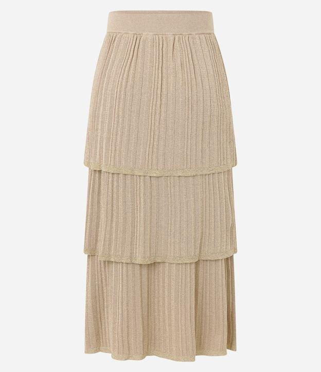 Saia Reta Midi em Viscose com Fio Metalizado e Sobreposições - 1