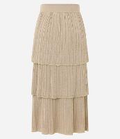 Saia Reta Midi em Viscose com Fio Metalizado e Sobreposições - 1