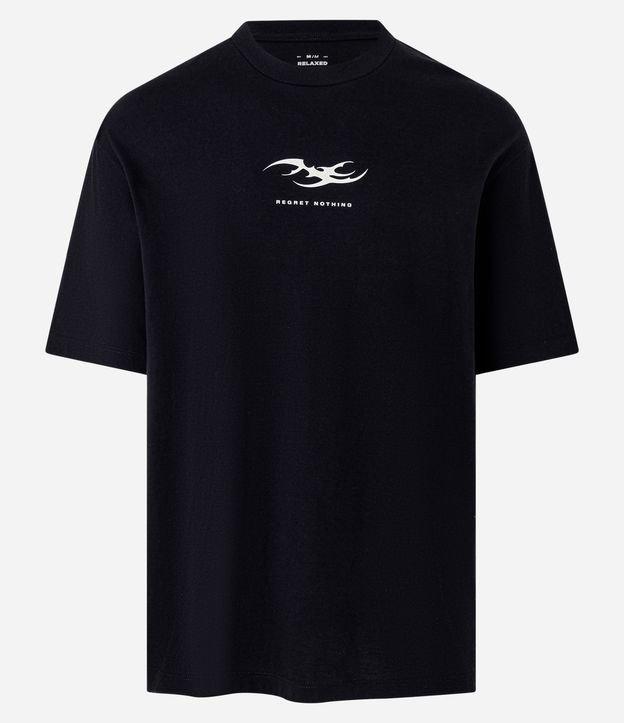 Camiseta Relaxed em Algodão com Estampa Lettering - 1