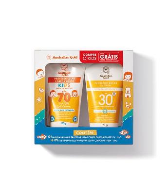 Promopack Protetor Solar Corporal FPS30 120g + Protetor Solar Corporal Gel Creme Kids FPS70 120g Australian Gold