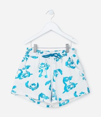 Short Infantil com Estampa do Stitch em Foil - Tam 5 a 14 Anos