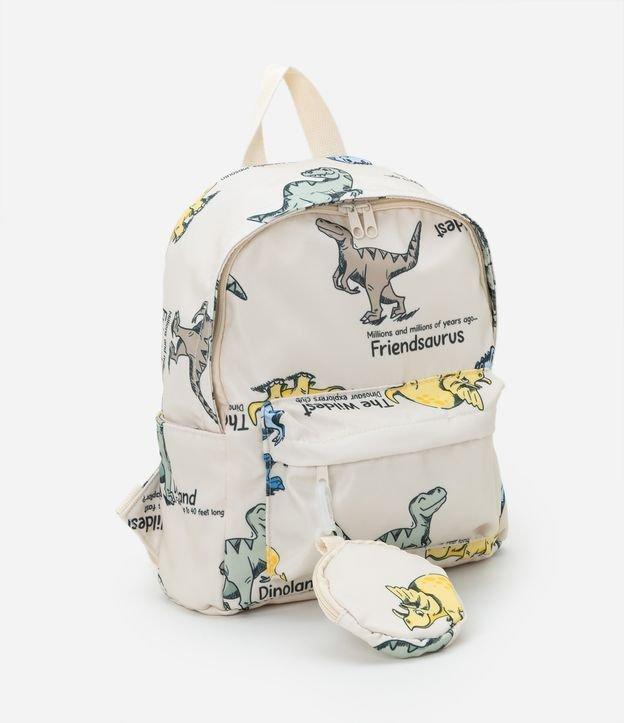 Mochila Infantil com Bolsinha e Estampa de Dinos - Tam U - 1