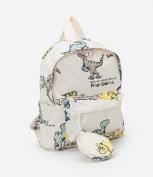 Mochila Infantil com Bolsinha e Estampa de Dinos - Tam U - 1