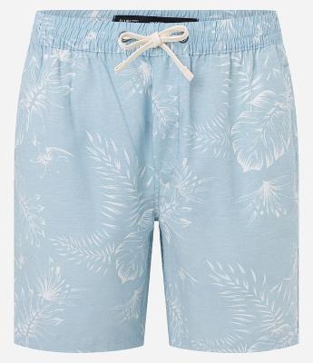 Bermuda em Sarja com Estampa de Folhagem