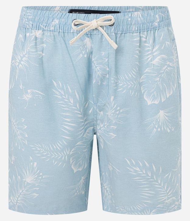 Bermuda em Sarja com Estampa de Folhagem - 1