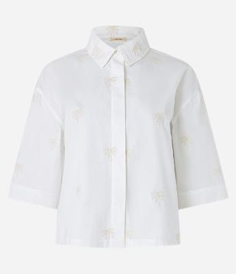 Camisa em Algodão com Coqueiros Bordados