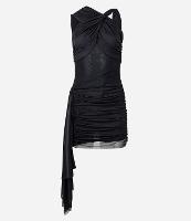 Vestido Curto em Tule com Decote Cruzado e Alça Pendurada - 1