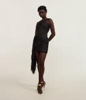 Vestido Curto em Tule com Decote Cruzado e Alça Pendurada - 2