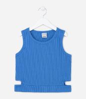 Regata Cropped Infantil Canelada com Recortes Laterais - Tam 5 a 14 anos - 1