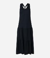 Vestido Evasê Midi em Piquet com Alça Cruzada com Nó - 1