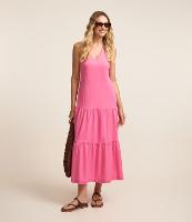 Vestido Evasê Midi em Piquet com Alça Cruzada com Nó - 2