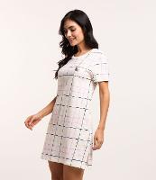 Camisola Curta com Estampa Xadrez e Gatinho Abacaxi - 1