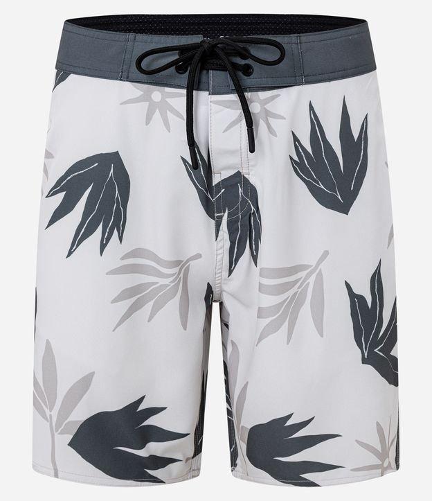 Bermuda com Estampa de Folhagem Abstrata e Cós Fixo - 1