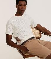 Camiseta Regular com Textura e Renda - 3