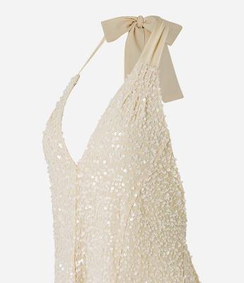 Vestido Curto Frente Única em Paetê com Saia Rodada