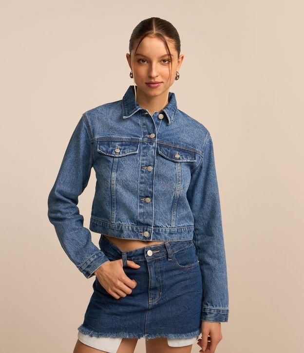Jaqueta Regular em Jeans com Botões - 1
