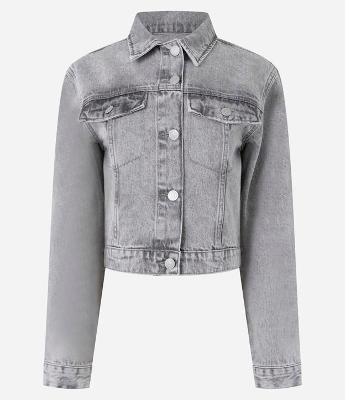 Jaqueta Regular em Jeans com Botões